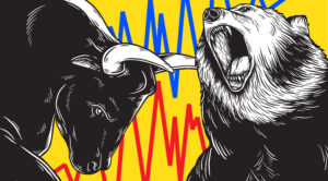 Bull and Bear Market Investment Business Icon Concept