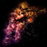 Image of an armed soldier on a black background