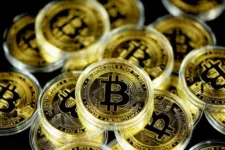 bitcoins fitted into round plastic covering