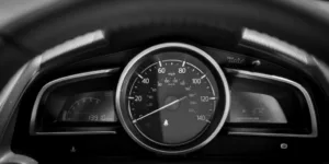 dashboard display with the silver and black contrast