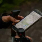 Nordic walker with smartphone
